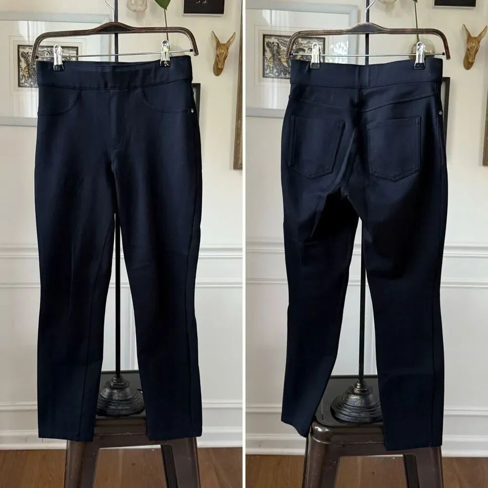 Spanx Ponte Knit Black Pull On Pants The Perfect Pant Short Ankle S